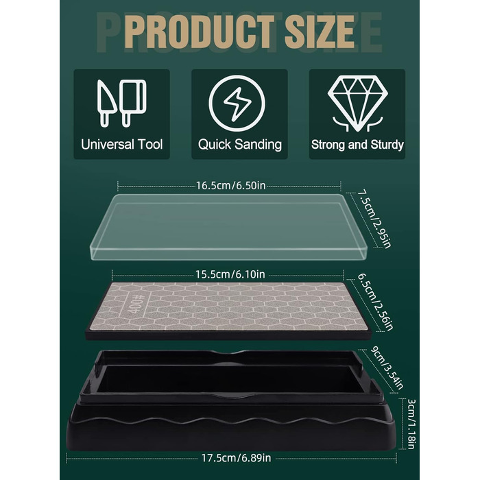 Двостороння алмазна точилка Kalolary 400/1000 для ножів, ножниць, кухонних та туристичних інструментів