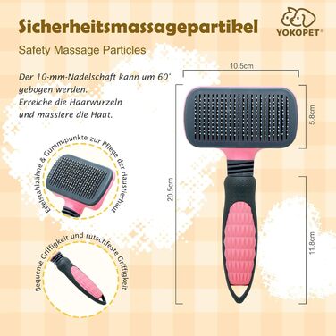 Щітка для собак та котів, видаляє підшерстя, самоочисна щітка для довгої та короткої шерсті, видаляє шерсть з одягу одним натисканням кнопки (рожева)