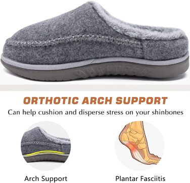 Чоловічі капці KuaiLu з піною з пам'яті, зручні, ручної роботи, з мікрозамшею, на слизькій підошві, з підтримкою склепіння стопи, з теплою підкладкою з штучного хутра, гумова підошва, для дому та вулиці (47 EU, Сірий хутро)