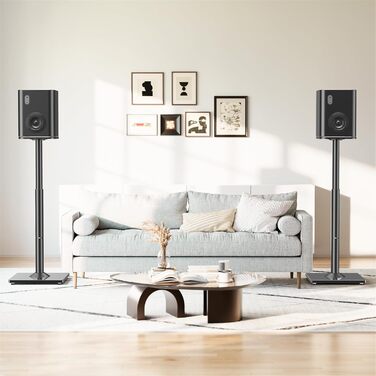 Підставка для акустики ELIVED, 808 мм, зі скляною основою, для сателітної та поличкової акустики, з інтегрованим кабелепроводом, 10 кг, 1 шт.