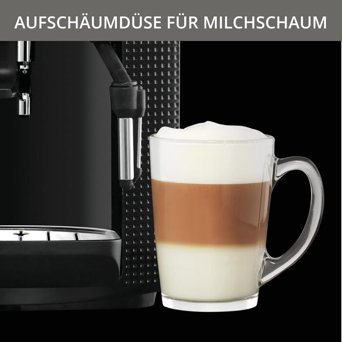 Krups Arabica Picto Fully Automatic Coffee Machine, Milk Frother, 2-Cup Function, Rotary Control, Easy Cleaning, Coffee Machine, Black, EA810870 Black Single