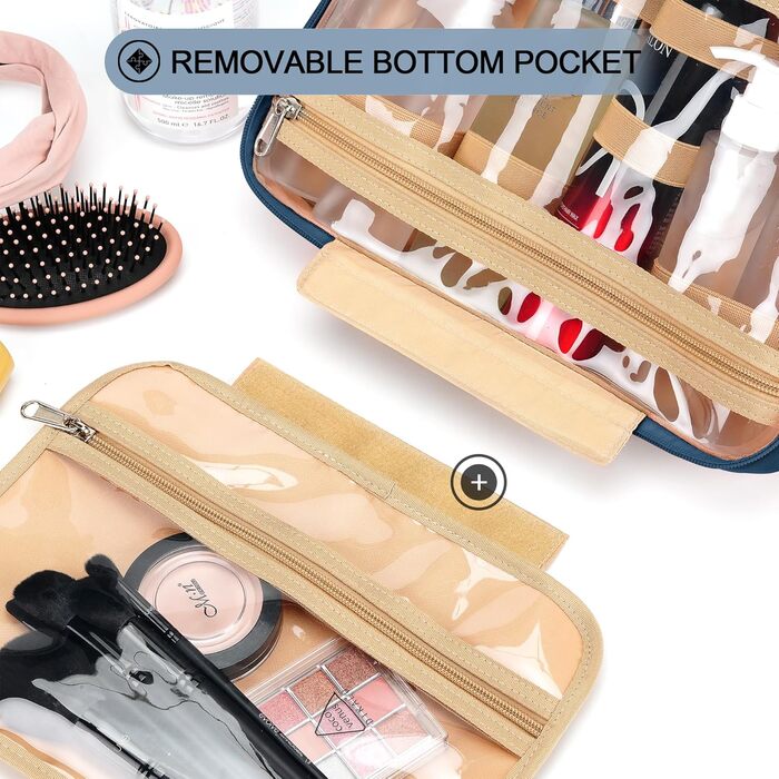 Сумка-органайзер для туалетних аксесуарів для жінок, велика, водонепроникна, з відділенням для прикрас, для подорожей, темно-синя