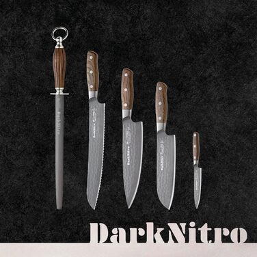 Ніж кухарський F. DICK Kochmesser DarkNitro 21 см, нержавіюча сталь, кування, гостра клинка 61 HRC, ручка з дуба та сталі, професійний ніж Made in Germany, 81147212