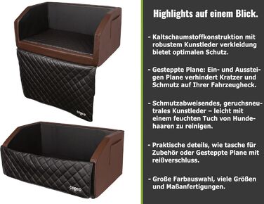 CopcoPet Автомобільне ліжко для собак у багажник 100x80x38см, штучна шкіра, захист багажника, водовідштовхувальне, стійке до подряпин, з захисним покриттям, антиковзаюче, міцне, з системою ременів (Коричневий/Чорний)