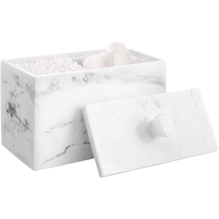 Органайзер для ватних паличок та дисків Luxspire з 2 відсіками. Косметичний бокс для зберігання ватних паличок, дисків та інших аксесуарів. Білий колір.