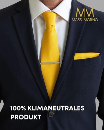 Набір краваток Massi Morino для чоловіків з кишеньковим хустиною, краватковою голкою та запонками, подарункова коробка - ідеально на весілля, жовтий, універсальний розмір