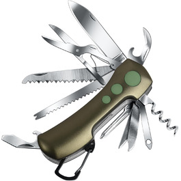 Швейцарський мультитул Victorinox - ніж-мультиінструмент з 15 функціями для кемпінгу та надзвичайних ситуацій (Champagne Green)