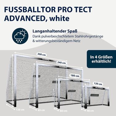 Ворота для футболу HUDORA Pro Tect 120 Advanced – Outdoor, з сіткою та захисним покриттям, для дітей та дорослих, 180 x 120 см
