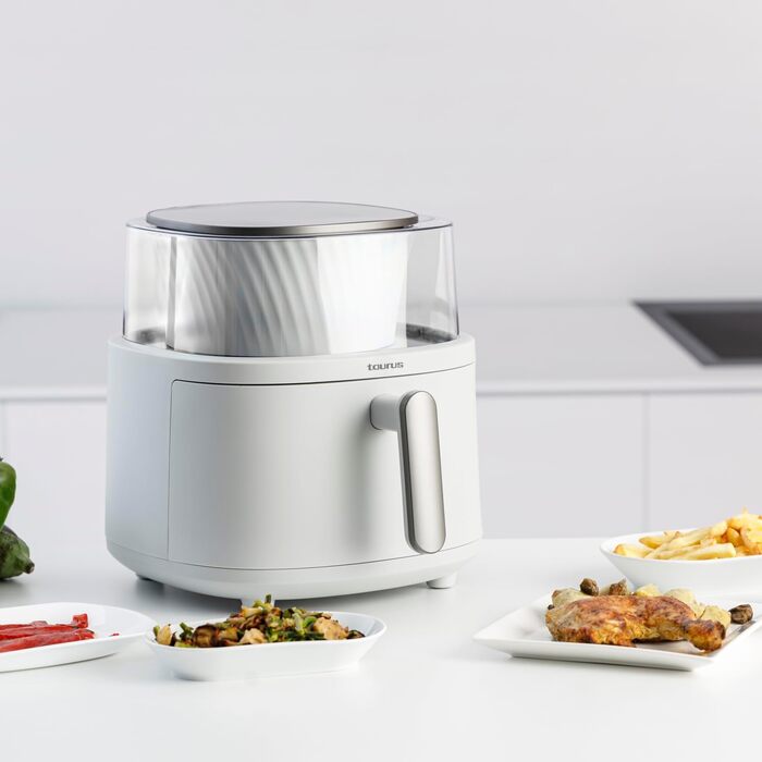 Фритюрниця Taurus Aero Crisp Spin 6L з обертальним механізмом, 6л, 1550 Вт, до 200°C, сучасний дизайн, біла