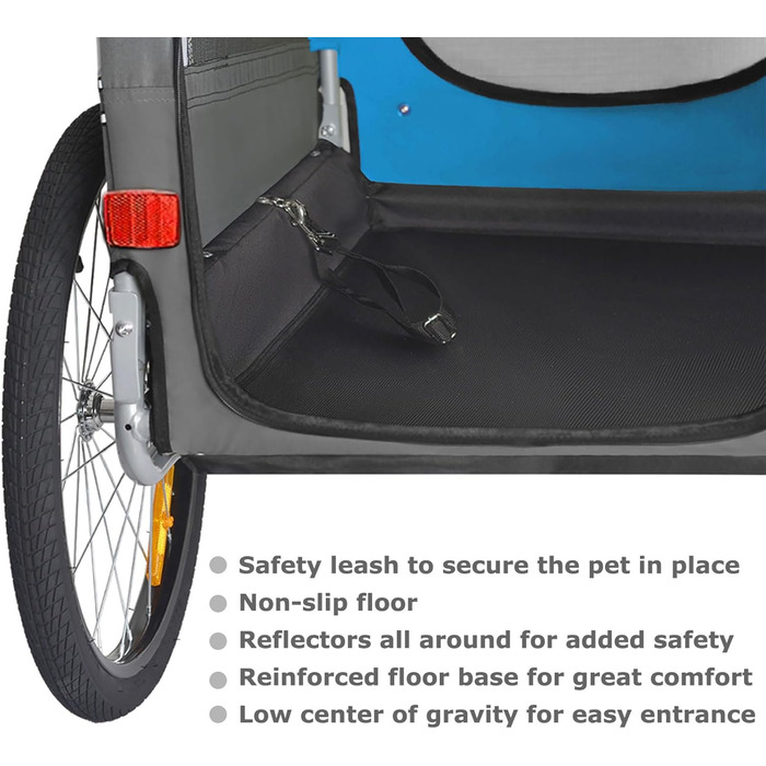 Візок для собак Tiggo VS Pets 2-в-1: візок та велопричіп, блакитний, об'єм 270 л, до 35 кг