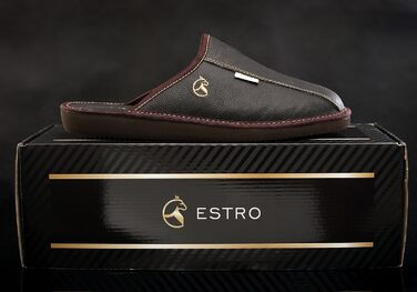 Чоловічі халапи Leder Estro - халапи для дому, чоловічі пантофі, сліпони, халапи Estro, 44 EU, Коричневий
