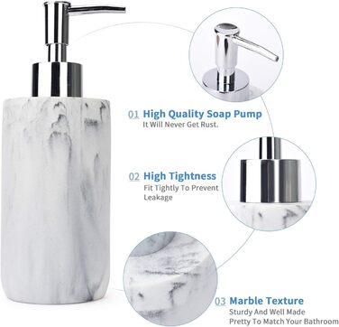 Набір аксесуарів для ванної кімнати L'ARL GMVOI, 4 шт., мармуровий набір аксесуарів для ванної кімнати з тримачем для зубних щіток, дозатором мила, склянкою, мильницею для декору ванної кімнати, білий