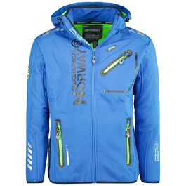 Чоловіча куртка Softshell Geographical Norway Royaute — водонепроникна, вітрозахисна зимова куртка з капюшоном для активного відпочинку, синя, розмір S