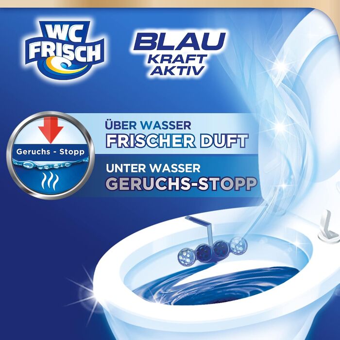 Очищувач для унітазу WC Frisch Kraft Aktiv з хлором, блокувальник запаху та освіжувач (набір 10 шт)