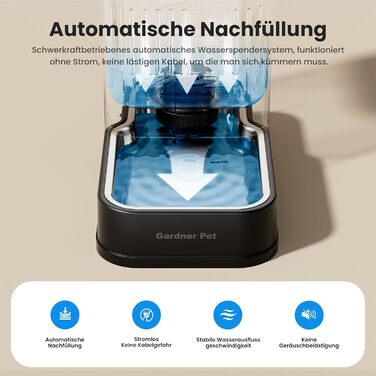 Автоматичний диспенсер води для собак та котів Gardner Pet, годівниця, велика ємність (8.5л, чорний)