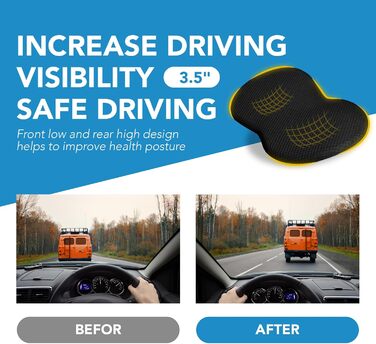 Автоподушка для сидіння Kingphenix: Memory Foam для легкових та вантажних автомобілів – знімає біль при ішіасі та болях у спині – підвищує комфорт водіння – чорна