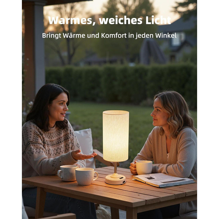 Нічна лампа EZVALO з димером та USB-C зарядкою, LED, 4000mAh, дерев'яний сокет, 2 шт.