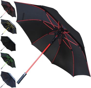 COLLAR AND CUFFS London XL Windproof Golf Umbrella - 154cm Fiberglass Frame - Automatic Open/Close - Red & Black