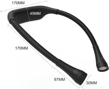 Ліхтарик для читання LED USB акумуляторний, диммер 3 режими, для рукоділля, ремонту, шиття, майстерні, риболовлі (Чорний, 2000mAh)