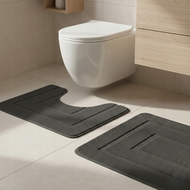 Килимок для ванної кімнати SmartHome, чорний, прямокутний, 50x80 см, з вирізом під унітаз