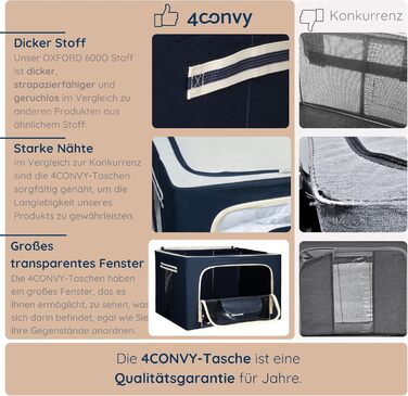 Sturdy Foldable Clothes Storage Box with Zipper, Metal Frame - [2024 IMPROVED MATERIAL] Bedding Storage Bag - Sturdy Clothes Storage Box - 2x66L