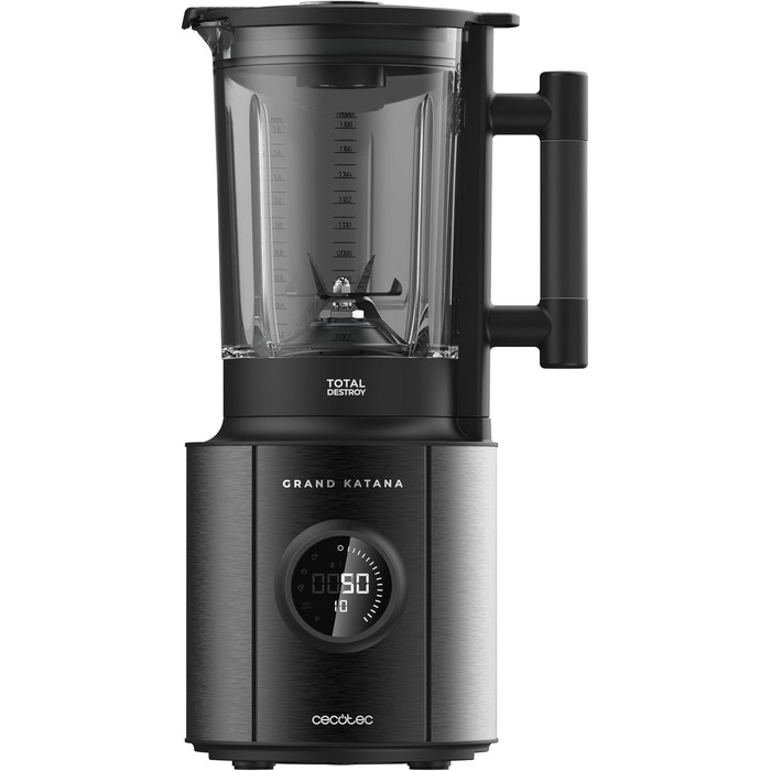 Cecotec Stand Mixer Grand Katana 2700MAX Total Destroy Screen B. Maximum Power 2700W, Digital Display, 8-Blade Knife with Black Titanium Coating, 1.8L Glass Jug Black / Display