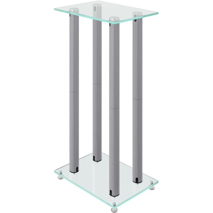 Підставка для колонок vidaXL, 2 шт., з 4 ніжками, антиковзаючі, скло (срібло)