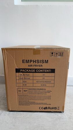Аерофритюрниця 14 л Emphsism, міні-піч Airfryer XXL 1800 Вт, 11 програм, LED-екран, 4 аксесуари (шампур, решітка тощо), з рецептурником