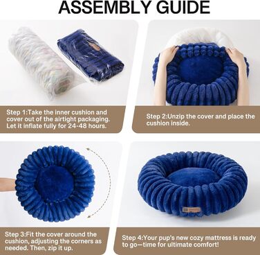 Кругле лежанка для собак MEWOOFUN, м'яке та зручне, 76x76x20 см, Marineblau (Темно-синій)