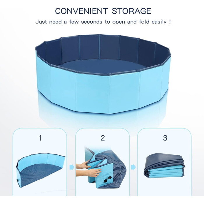 Dog Pool 120 cm Swimming Pool for Small Dogs, Foldable Pet Splash Pool, Dog Bathtub Pool for Dog Cat, Eco-Friendly PVC Swimming Pool
