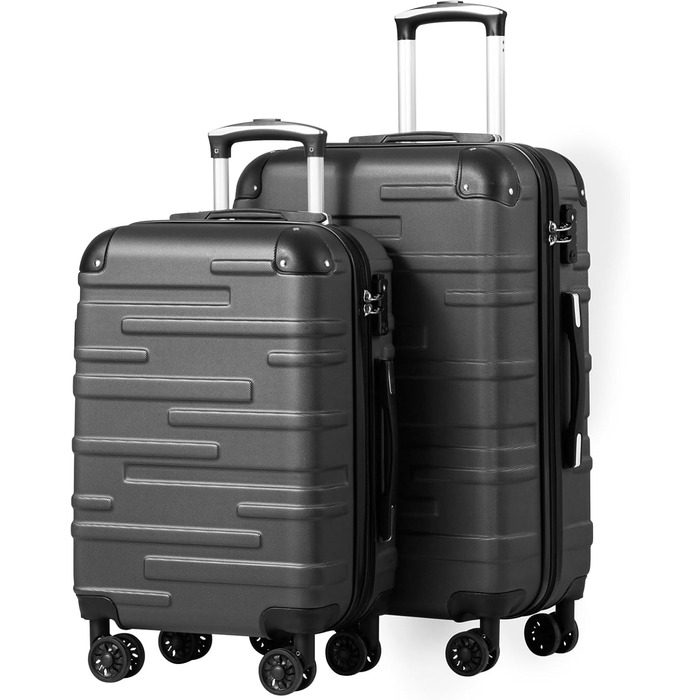 Валіза COOLIFE з жорстким корпусом, розширювана, з TSA-замком та 4 колесами, ABS, турквіз-зелений (Набір 2 шт: S + M)