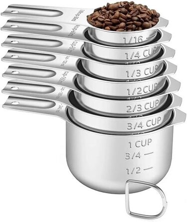7-Piece Measuring Cup Set, Stainless Steel Nesting Measuring Cups