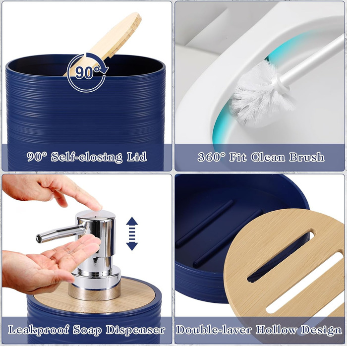 Набір аксесуарів для ванної кімнати XLHOMO Marineblau (темно-синій)