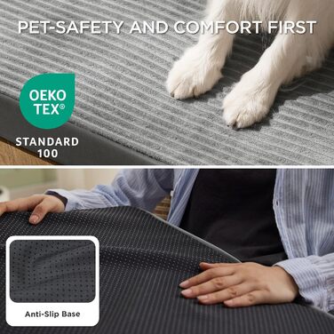 Крісло-ліжко для собак середніх порід BEDSURE - 89x56x7 см. Комфортне килим для собак з антиковзною основою та знімним, пральним чохлом. Матрац для собак з піною 