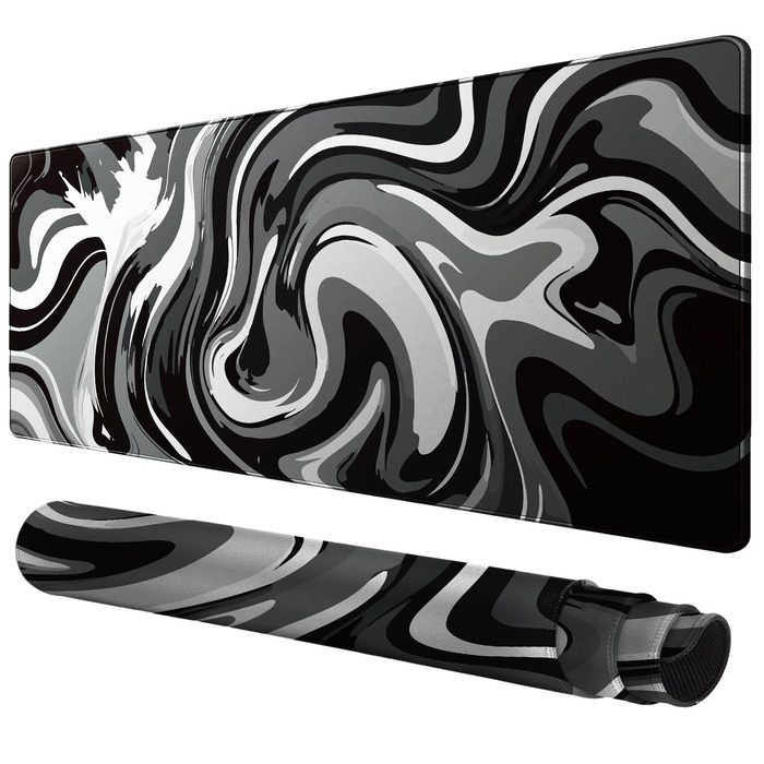 Ігровий килимок для миші Rcege Black & White Abstraction, 1000x500 мм, протиковзкий з прошитими краями