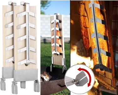 Набір дощок для запікання лосося з кедрового дерева Rosenstein & Söhne з підставкою з нержавіючої сталі, 2 шт.