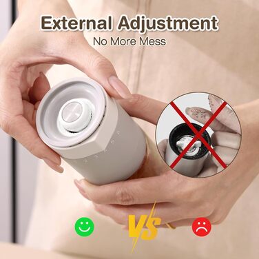 Набір з 2 мельниць для солі та перцю Vucchini з керамічним механізмом, регулювання помелу, сірий та білий колір