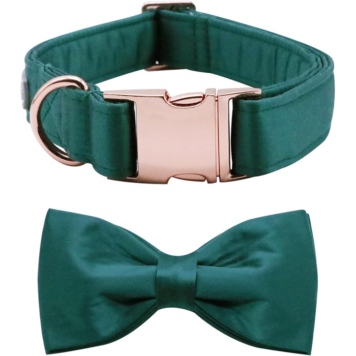 Нашийник для собак Lionet Paws з метеликом - комфортний шовковий нашийник зеленого кольору для маленьких собак, знімний метелик, розмір 25-40 см (L, 1 шт., зелений)