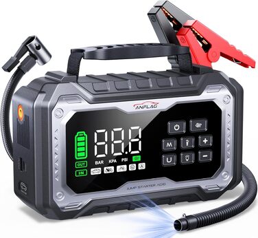Пусковий пристрій (бустер) для авто 8000A з компресором 160 PSI та повітродувкою, Powerbank, чорний