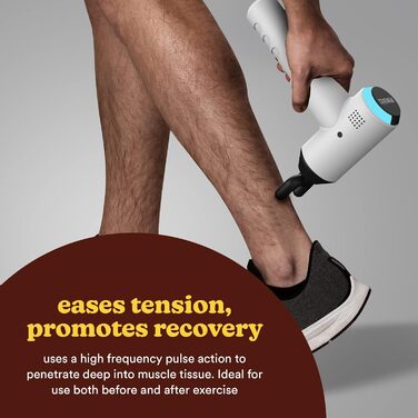Масажер для тіла HoMedics Mini Massage Gun - бездротовий, перезаряджається, з 5 насадками, для розслаблення м'язів. Білий