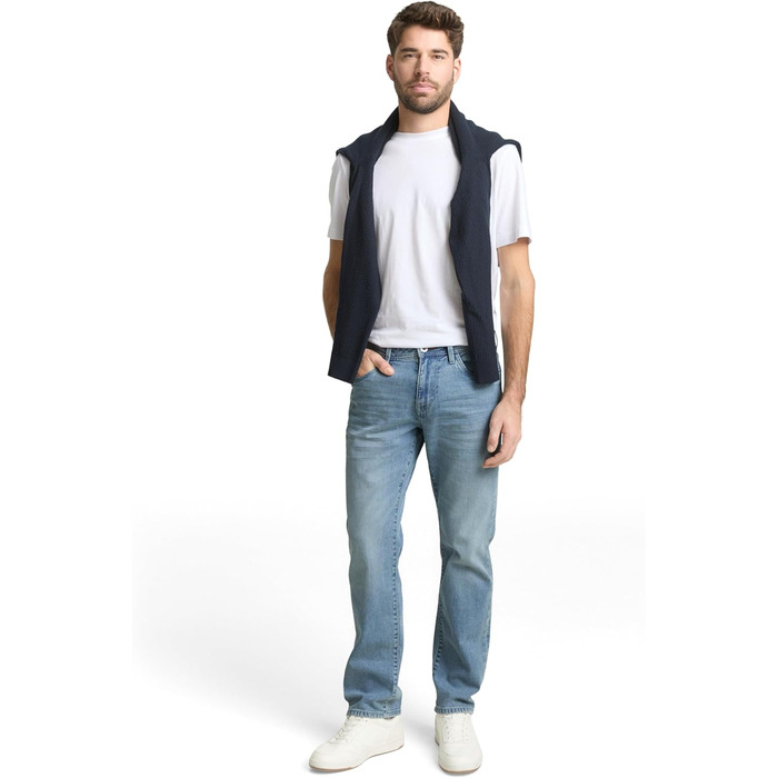 Джинси чоловічі Tom Tailor TTMARVIN Straight з еластаном, блакитний денім Used Light Stone, 33W/34L