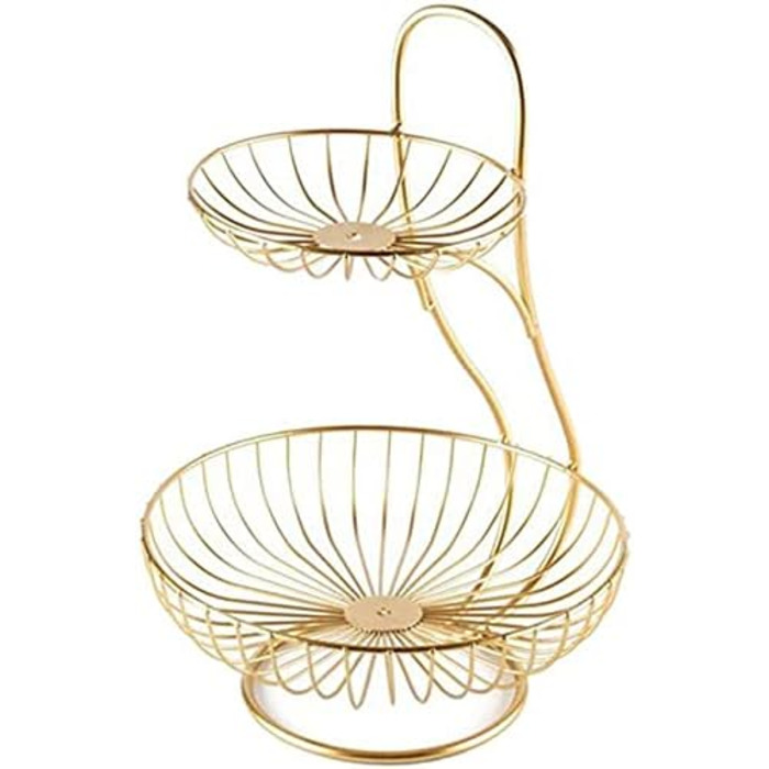 Дратяна корзина для фруктів та овочів на 2-3 ярусах (золота)