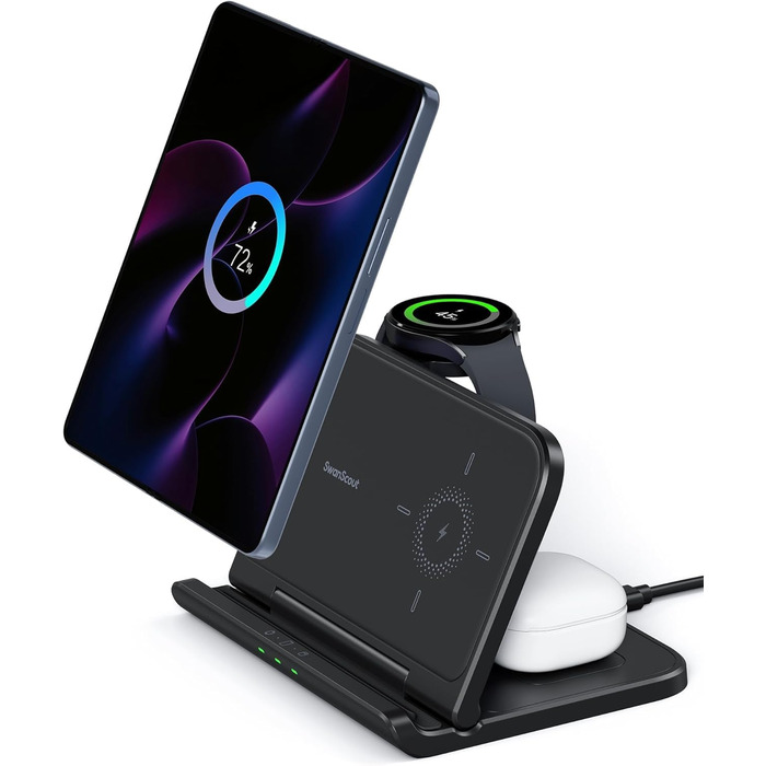 Зарядна станція SwanScout 705S для Samsung Galaxy Z Fold 7/6/5, Pixel 9 Pro Fold, Galaxy Watch 8/Ultra, Galaxy Buds 3 (без адаптера)
