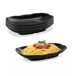 Teller Teller Rechteckig, чорний порцеляновий сервірувальний піднос для закусок, десертів, суші, тортів, салатів, фруктів, антипасті та гарнірів (Ljp5008-4)