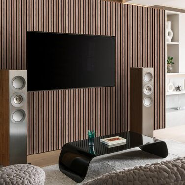 Акустичні панелі з дерев'яного шпону самоклеючі, набір 2 шт. 100x52 см, звукопоглинаючі стінові панелі для шумоізоляції та декору вітальні, офісу, коричневі