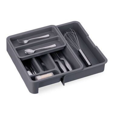 Relaxdays Extendable Cutlery Box in Dark Grey