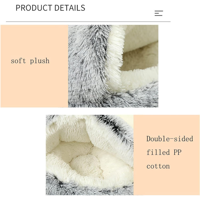 YUDANSI Cat Bed, 40cm Covered Dog Bed Cat Cave Bed Donut for Kittens Puppies, Plush Faux Fur Nest Fluffy Dog Bed Round Dog Cushion Dog Sofa Cat Bed for Cats and Small Dogs (Gray-65cm)