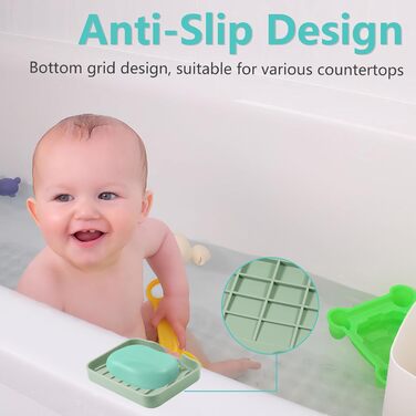 Силіконові мильниці з дренажем (2 шт.) - мильниця для душу, ванни, умивальника, кухні (білий, зелений)