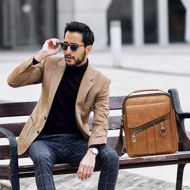 Чоловіча сумка через плече ANPTER: шкіряна сумка-месенджер, сумка на пояс, сумка через тіло, вінтажний стиль, коричнева