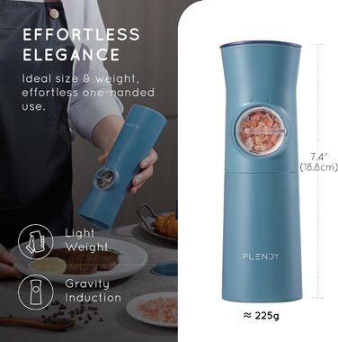 Gravity Electric Salt and Pepper Grinder Set, 2-Piece Set Rechargeable Electric Salt and Pepper Shakers with USB-C Charging Station, Electric Spice Grinder for Dry Spices